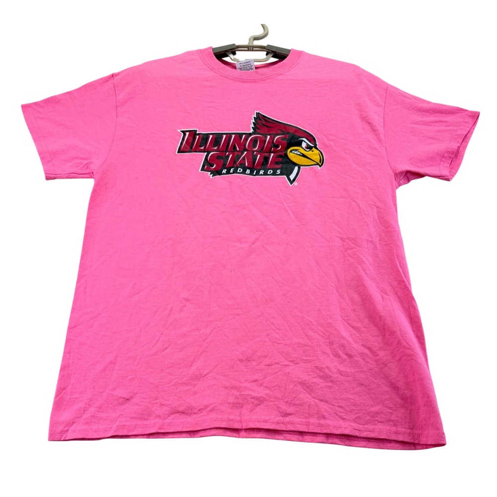 Gildan T-Shirt Mens M Pink Illinois State Redbirds Graphic Short Sleeve Tee